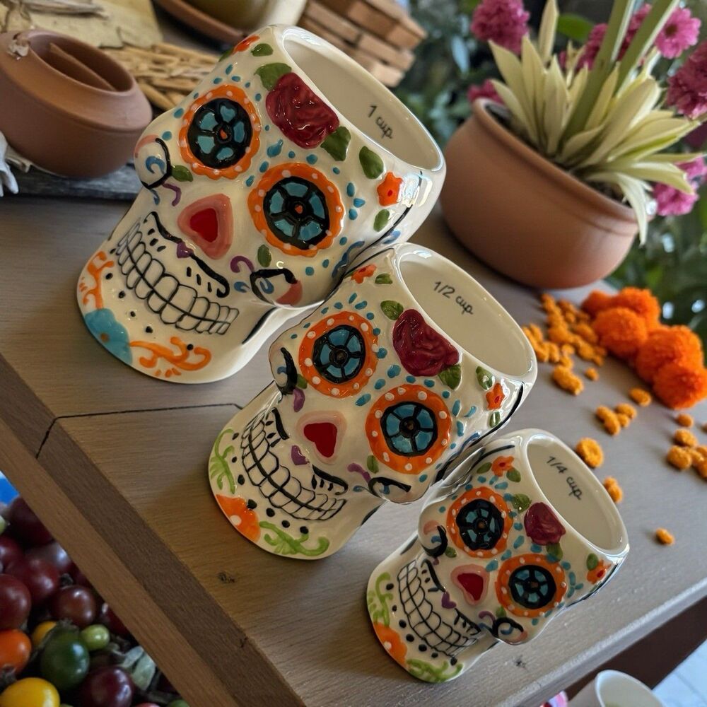 Cocinaware 2017 LTD EDITION Day of the Dead 3-pc Sugar Skull Set- Measuring Cups
